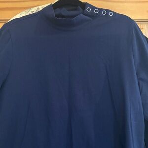 Elegant Blue Short Sleeve Top with Button Accents